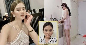 Будучи стимулированной ее парнем, прекрасная девушка застонала